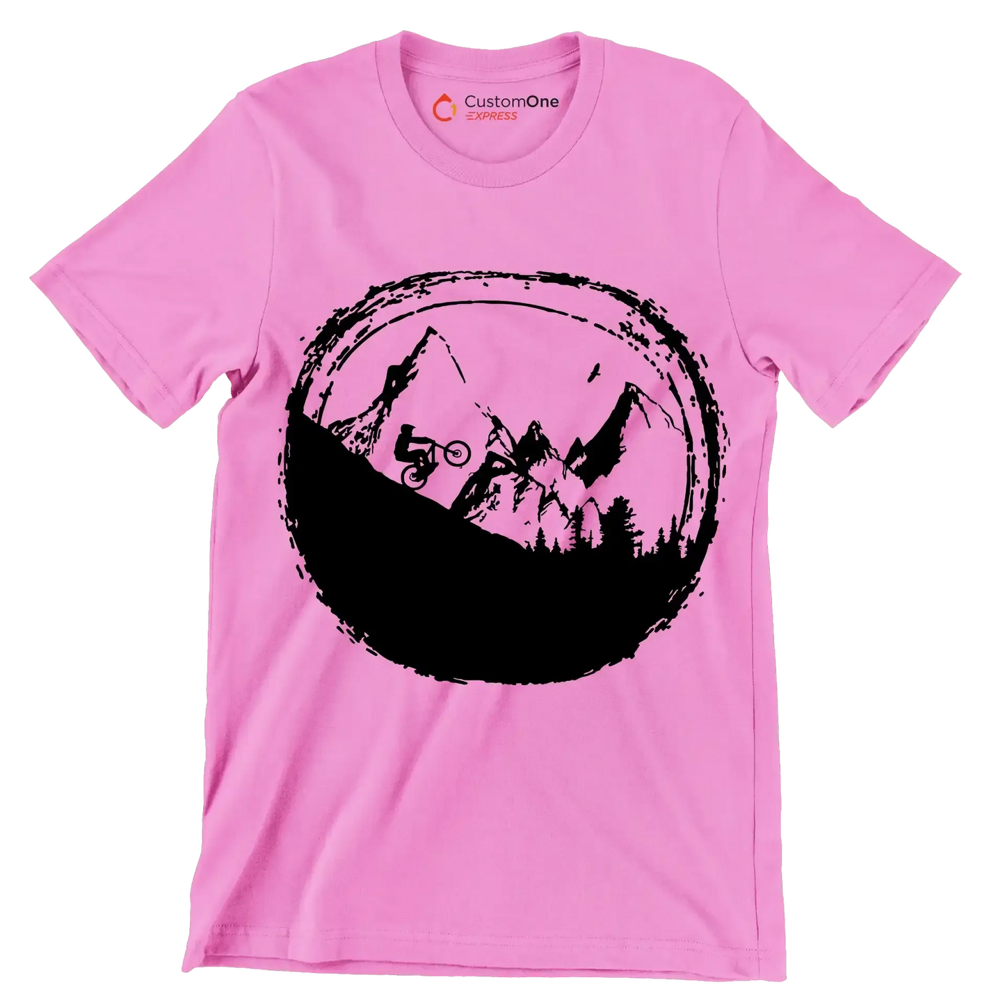 Trailblazer T-Shirt – Explore Nature on Two Wheels - Bicycle Themed T-Shirt-Pink-S-Custom One Express
