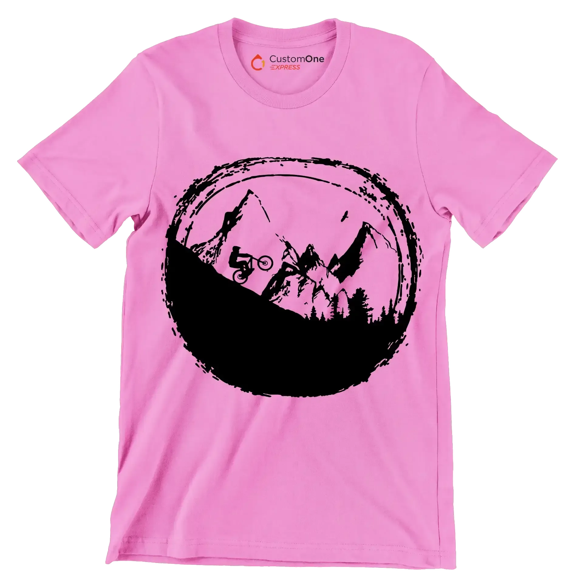 Trailblazer T-Shirt – Explore Nature on Two Wheels - Bicycle Themed T-Shirt-Pink-S-Custom One Express