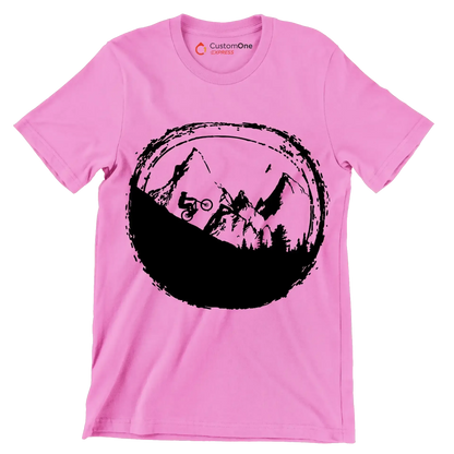 Trailblazer T-Shirt – Explore Nature on Two Wheels - Bicycle Themed T-Shirt-Pink-S-Custom One Express