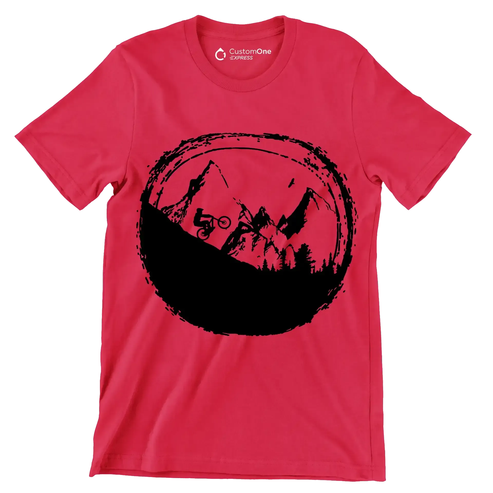 Trailblazer T-Shirt – Explore Nature on Two Wheels - Bicycle Themed T-Shirt-Red-S-Custom One Express