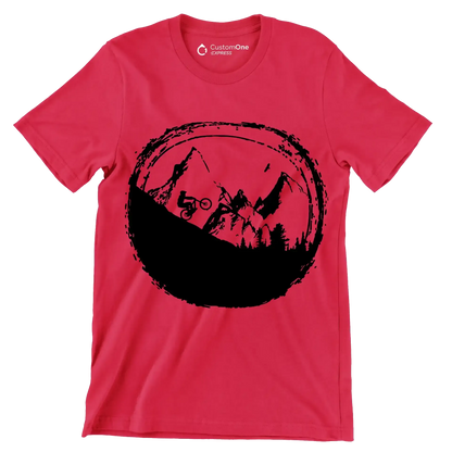 Trailblazer T-Shirt – Explore Nature on Two Wheels - Bicycle Themed T-Shirt-Red-S-Custom One Express