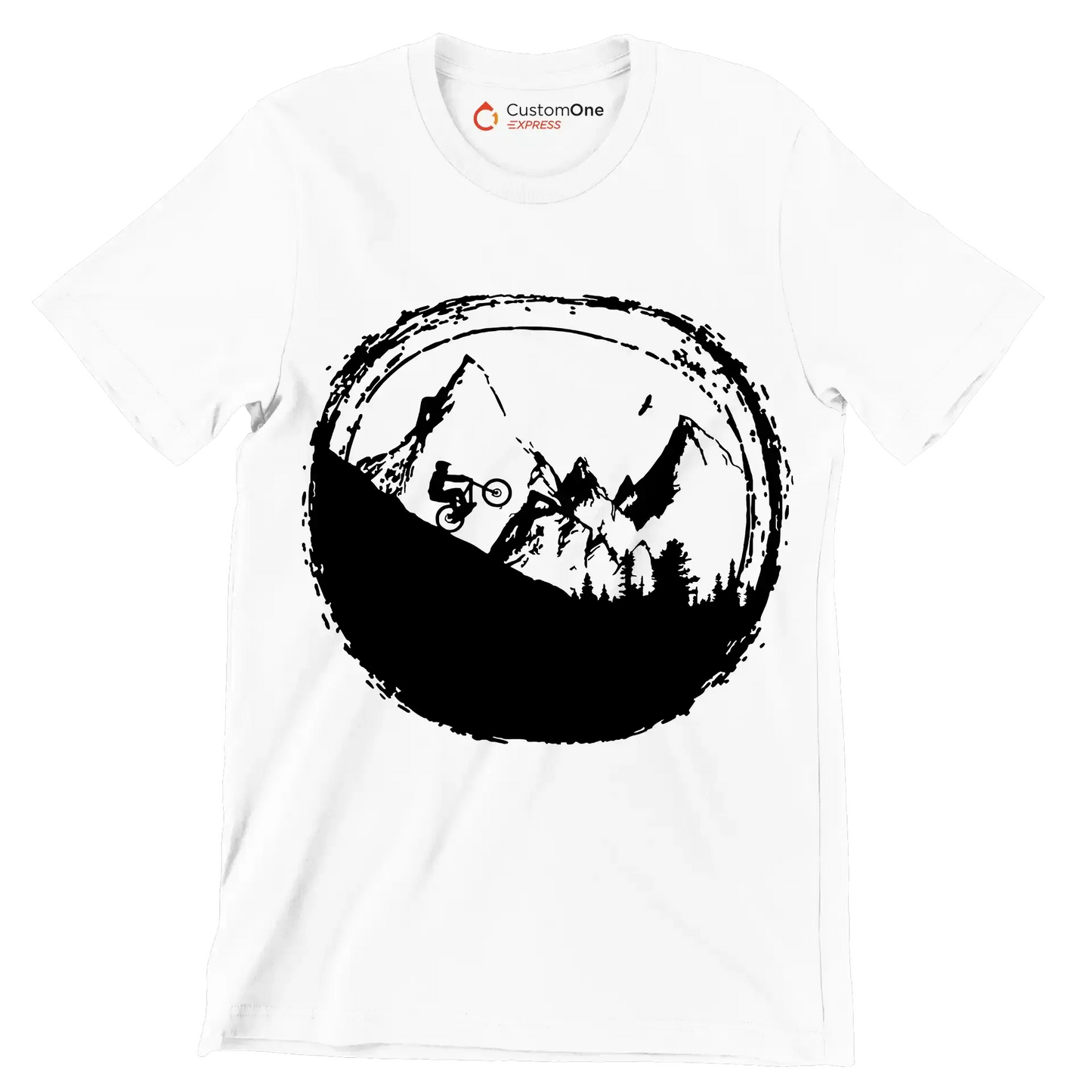 Trailblazer T-Shirt – Explore Nature on Two Wheels - Bicycle Themed T-Shirt-White-S-Custom One Express