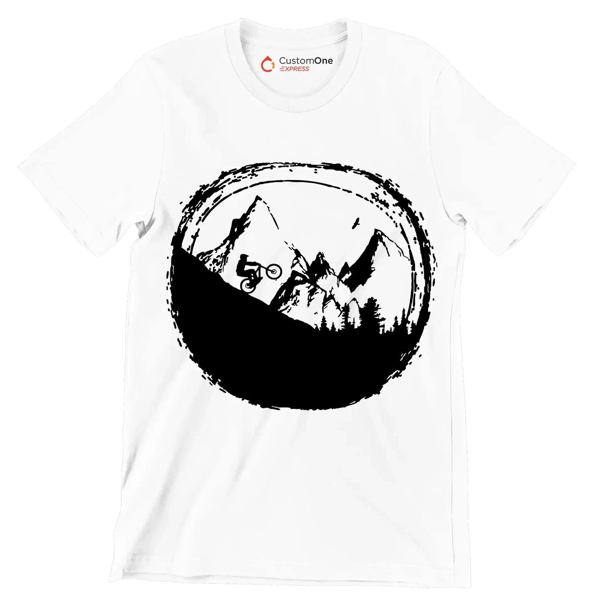 Trailblazer T-Shirt – Explore Nature on Two Wheels - Bicycle Themed T-Shirt-White-S-Custom One Express