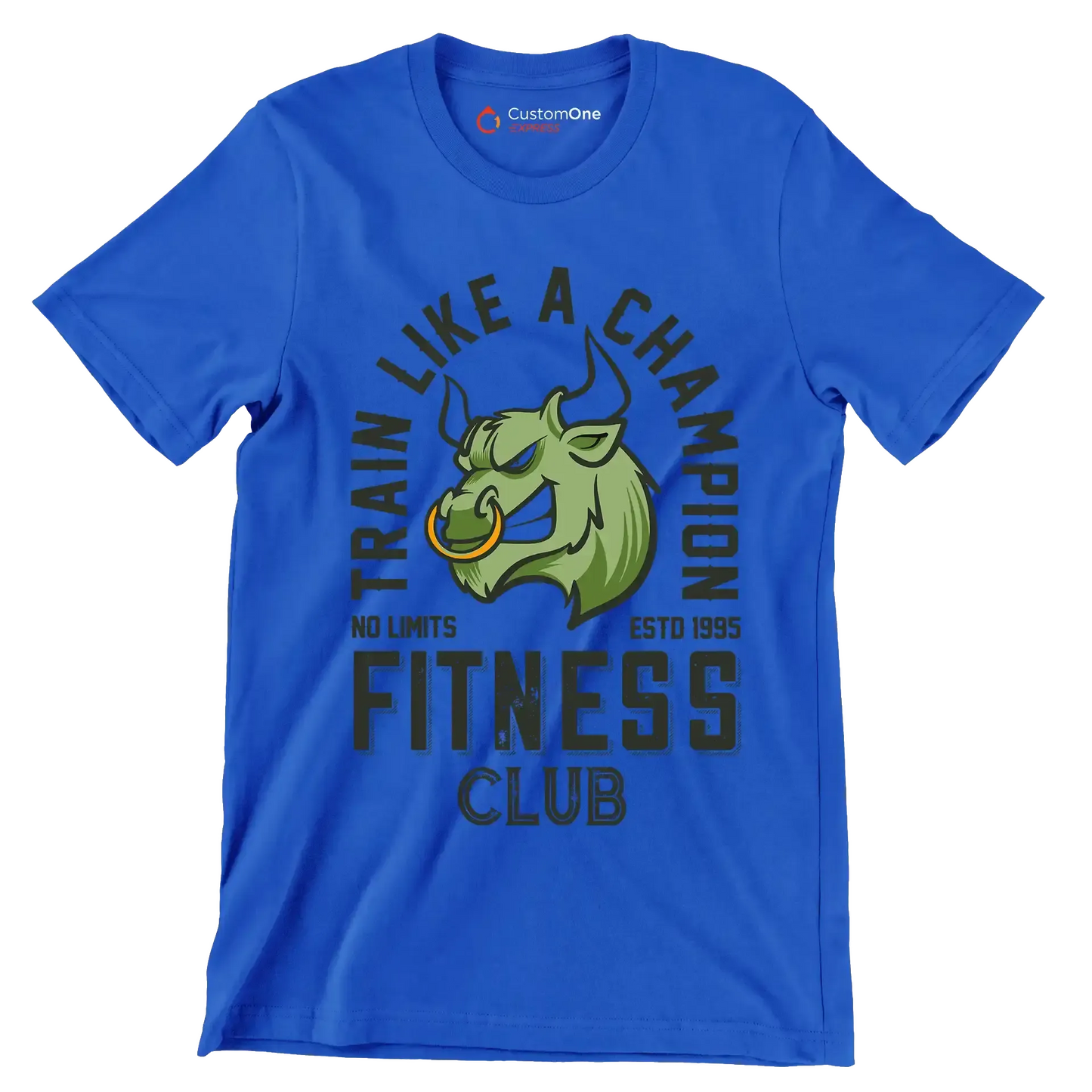 Train Like A Champion No Limits Estd 1995 Fitness Club - Gym Themed T-Shirt-Blue-S-Custom One Express