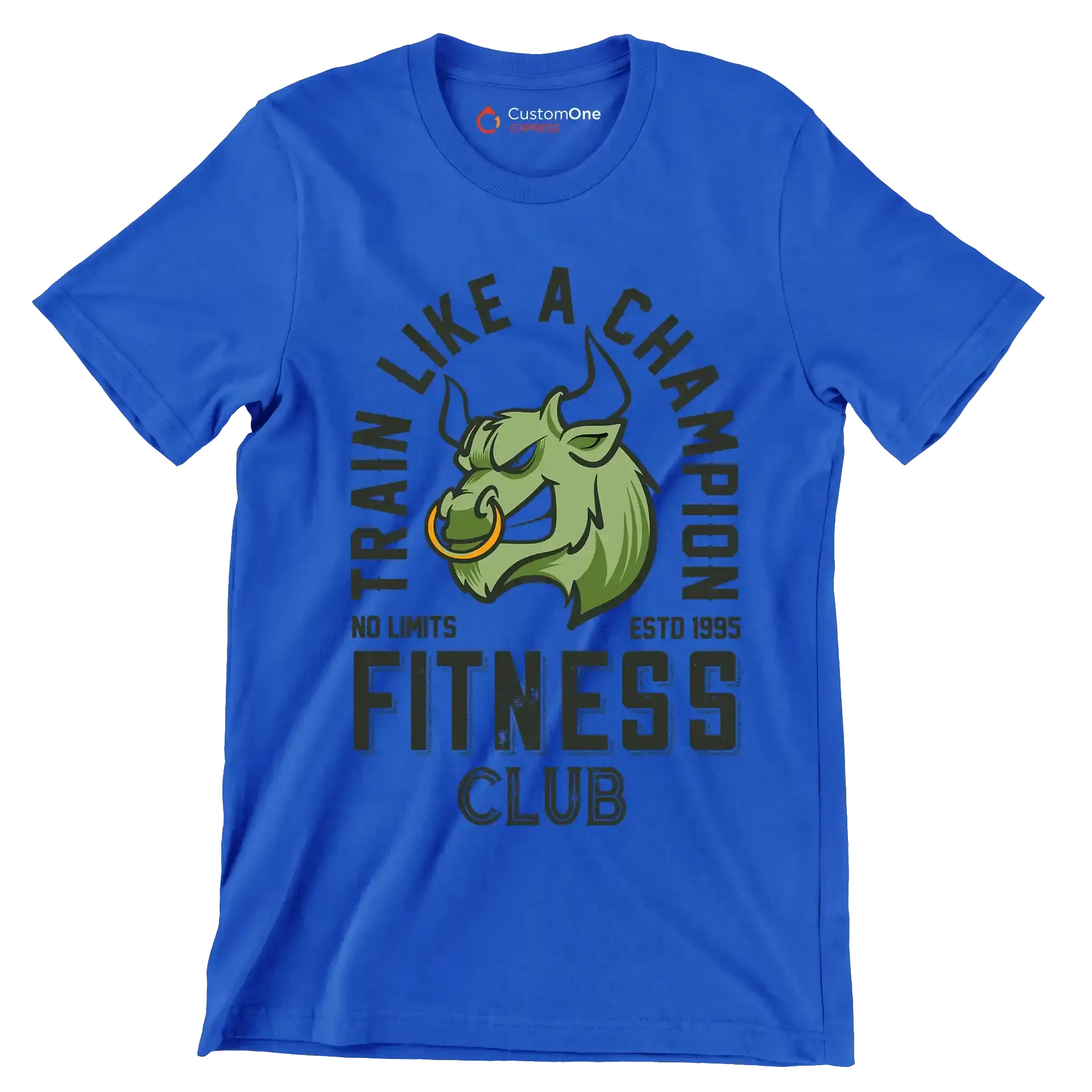 Train Like A Champion No Limits Estd 1995 Fitness Club - Gym Themed T-Shirt-Blue-S-Custom One Express