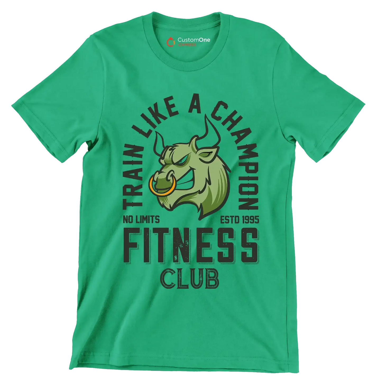 Train Like A Champion No Limits Estd 1995 Fitness Club - Gym Themed T-Shirt-Green-S-Custom One Express