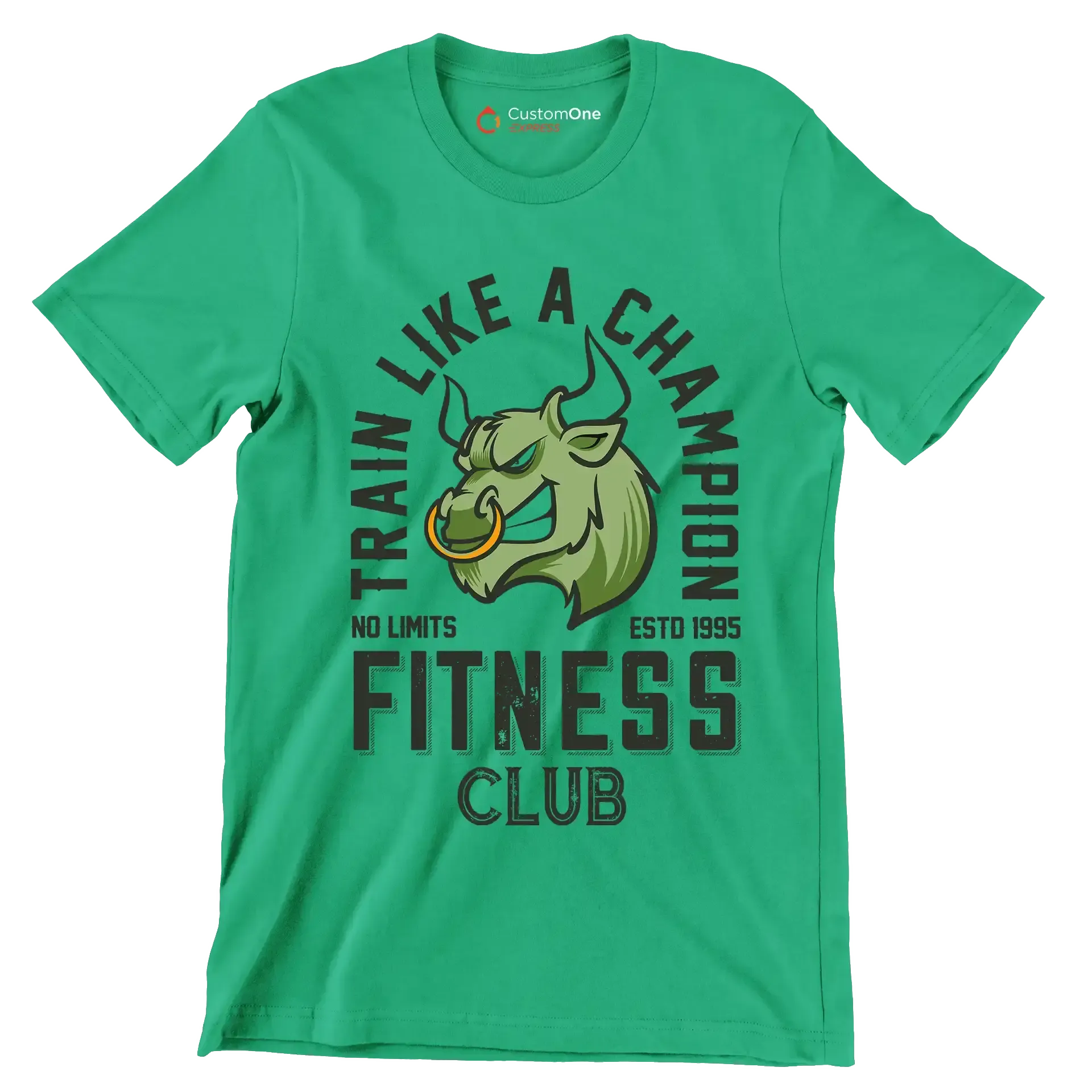 Train Like A Champion No Limits Estd 1995 Fitness Club - Gym Themed T-Shirt-Green-S-Custom One Express