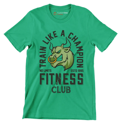 Train Like A Champion No Limits Estd 1995 Fitness Club - Gym Themed T-Shirt-Green-S-Custom One Express