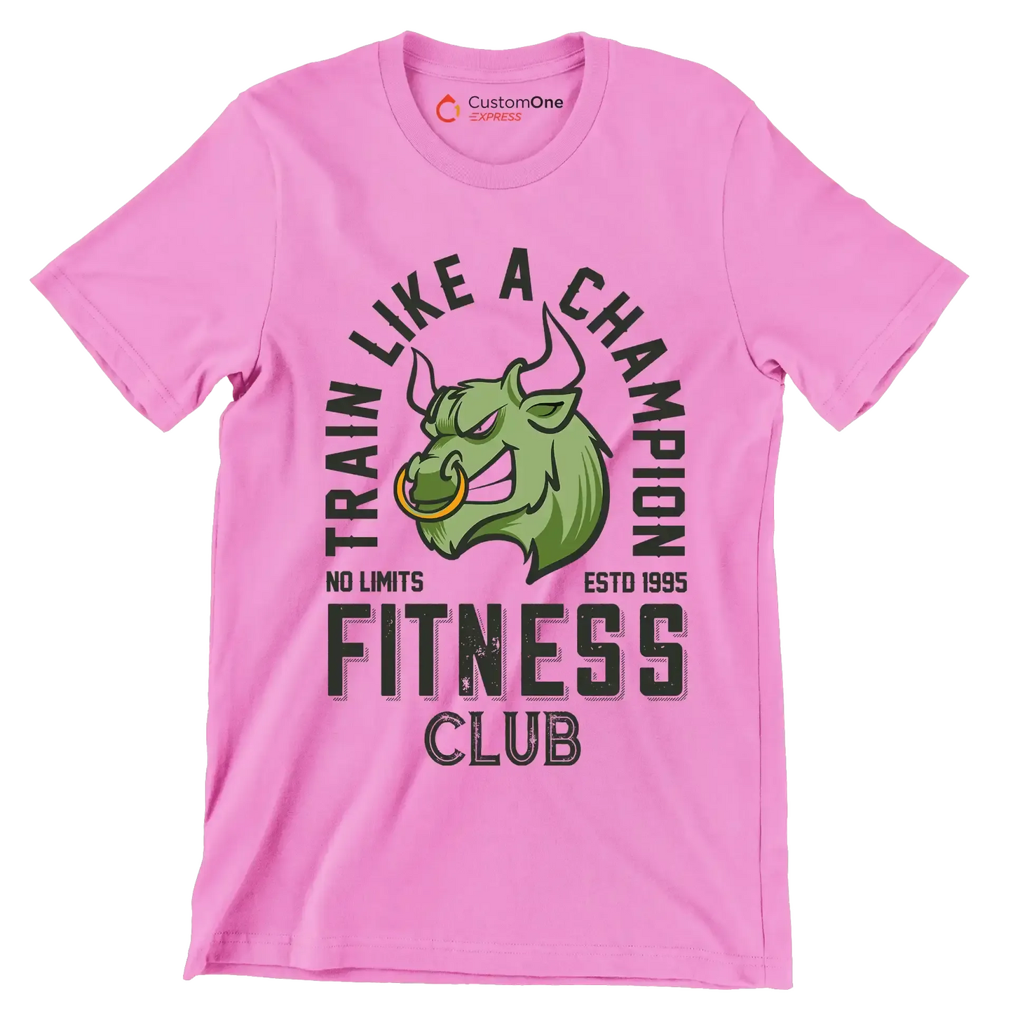 Train Like A Champion No Limits Estd 1995 Fitness Club - Gym Themed T-Shirt-Pink-S-Custom One Express