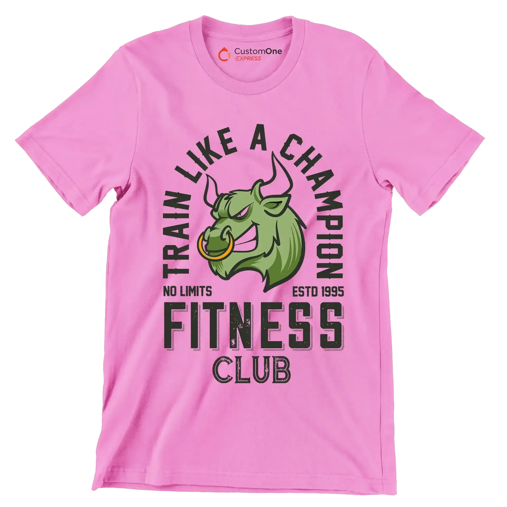 Train Like A Champion No Limits Estd 1995 Fitness Club - Gym Themed T-Shirt-Pink-S-Custom One Express