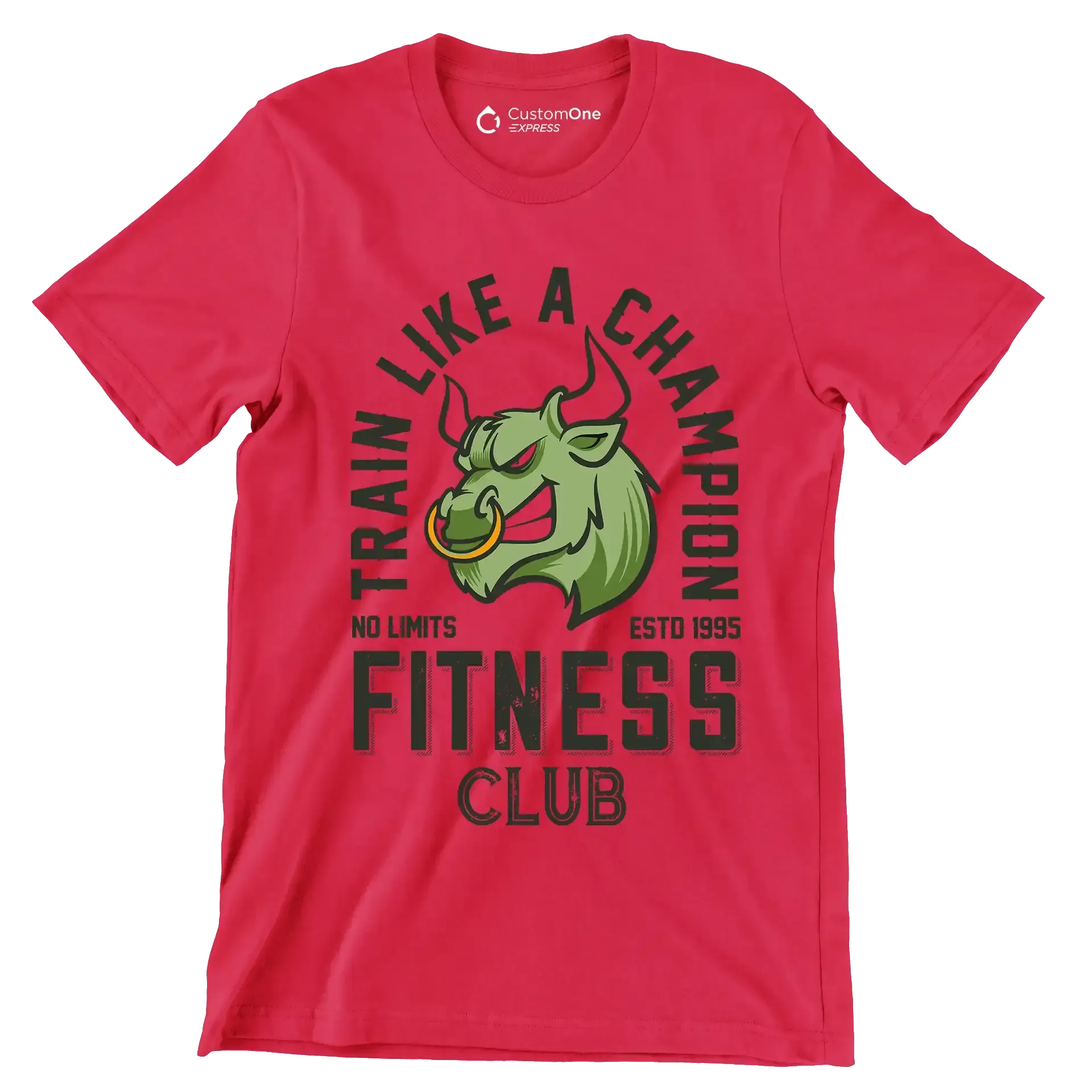 Train Like A Champion No Limits Estd 1995 Fitness Club - Gym Themed T-Shirt-Red-S-Custom One Express
