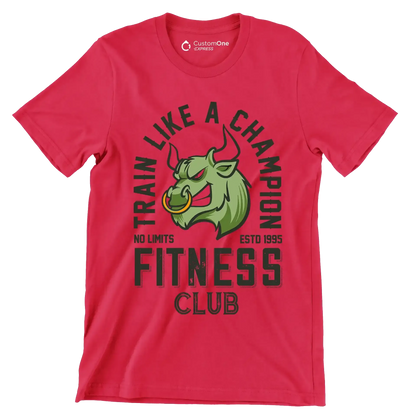 Train Like A Champion No Limits Estd 1995 Fitness Club - Gym Themed T-Shirt-Red-S-Custom One Express