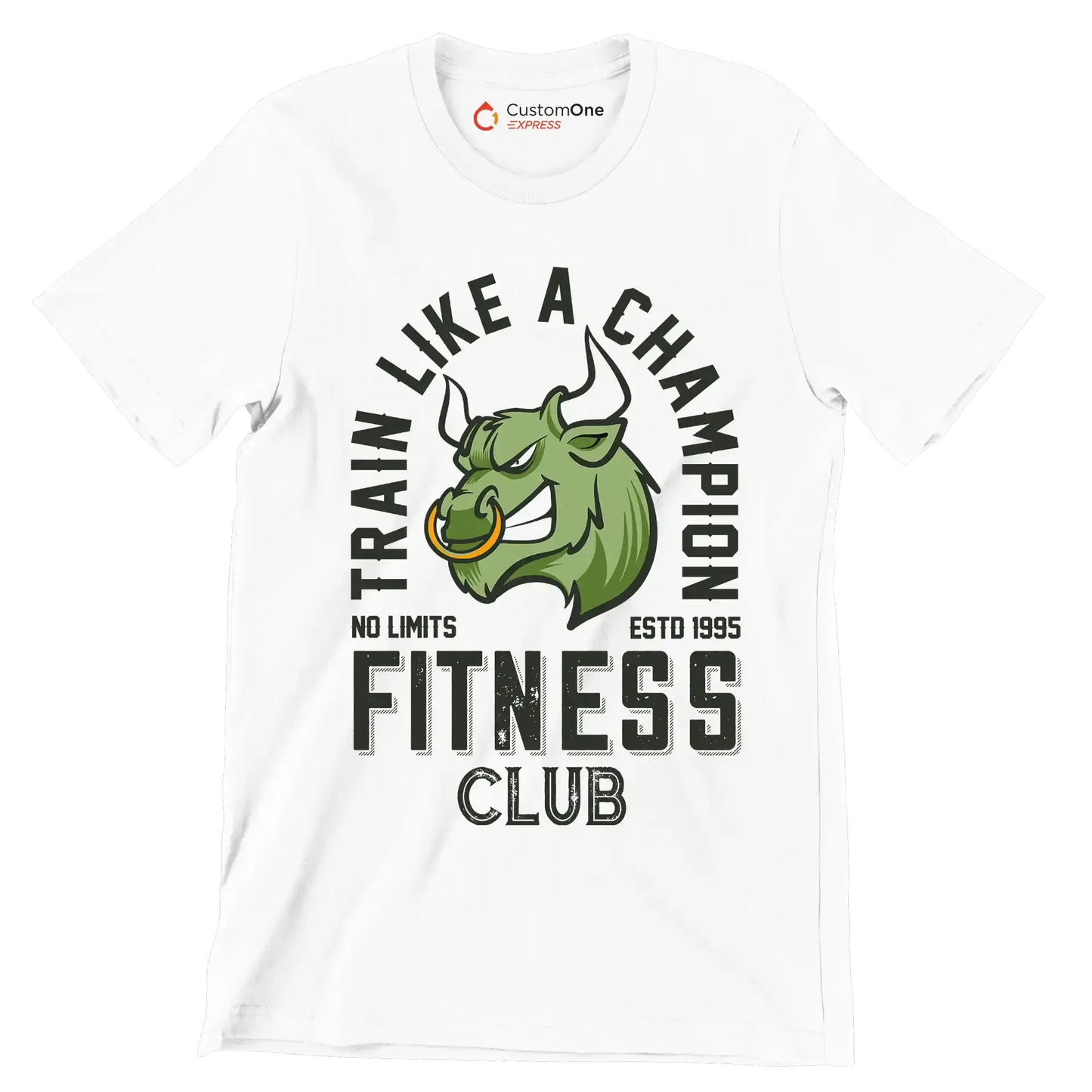 Train Like A Champion No Limits Estd 1995 Fitness Club - Gym Themed T-Shirt-White-S-Custom One Express