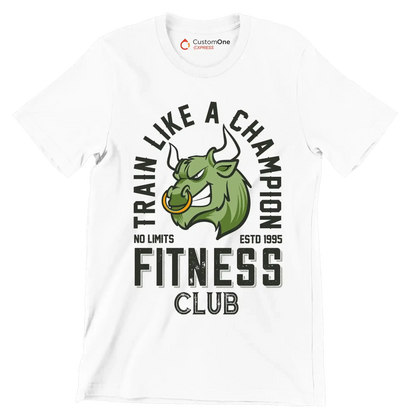 Train Like A Champion No Limits Estd 1995 Fitness Club - Gym Themed T-Shirt-White-S-Custom One Express