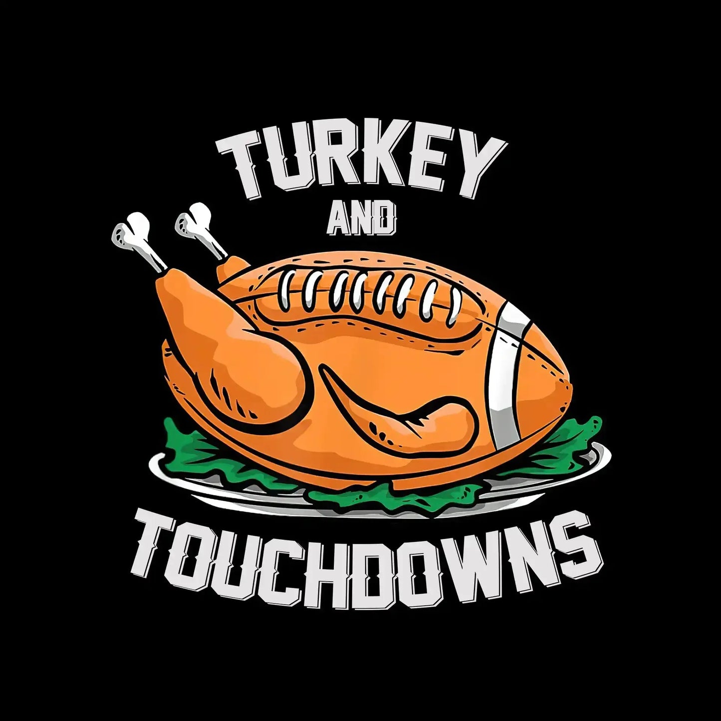 Turkey And Touchdowns - Thanksgiving Themed T-Shirt-Black-S-Custom One Express