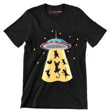 UFO Abducting Cats Illustration - Cat Themed T-Shirt-Black-S-Custom One Express