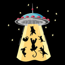 UFO Abducting Cats Illustration - Cat Themed T-Shirt-Black-S-Custom One Express