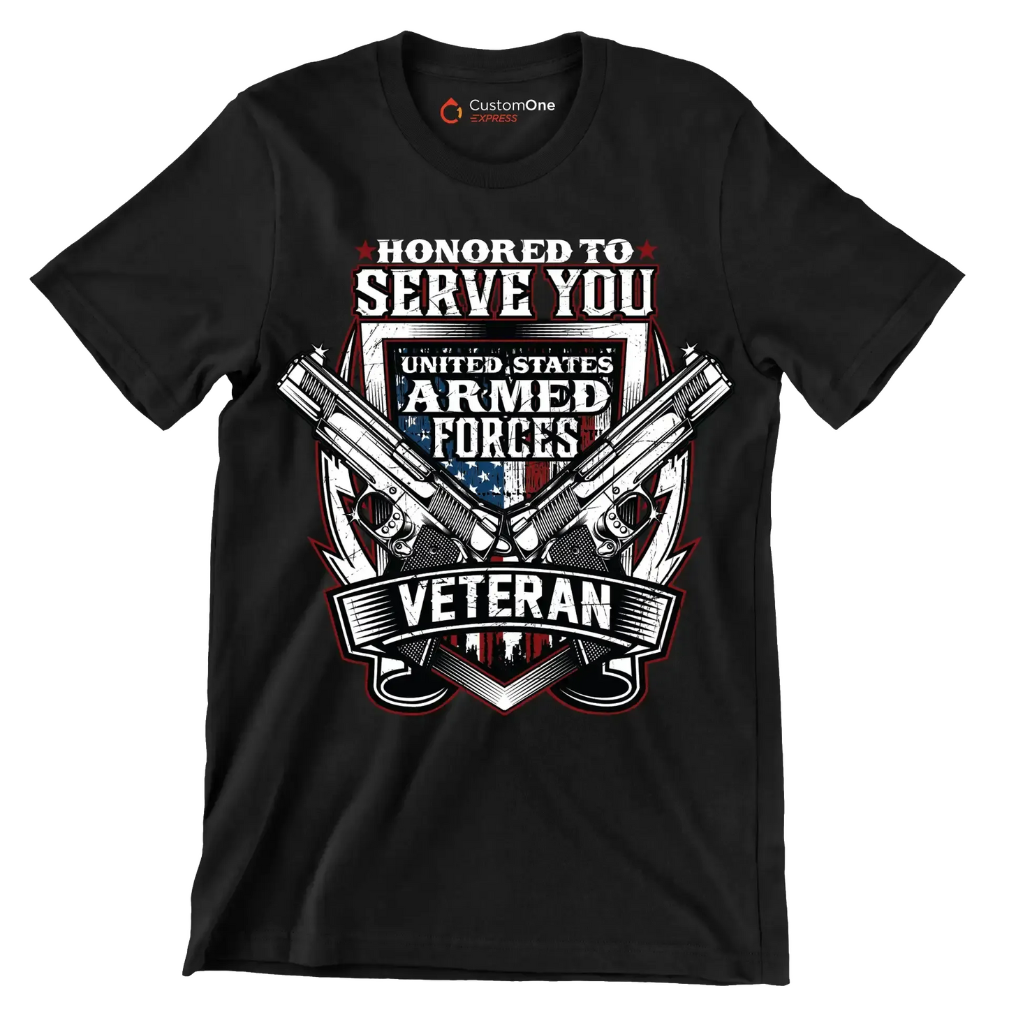 UNITED STATES ARMED FORCES VETERAN - Veterans Themed T-Shirt-Black-S-Custom One Express