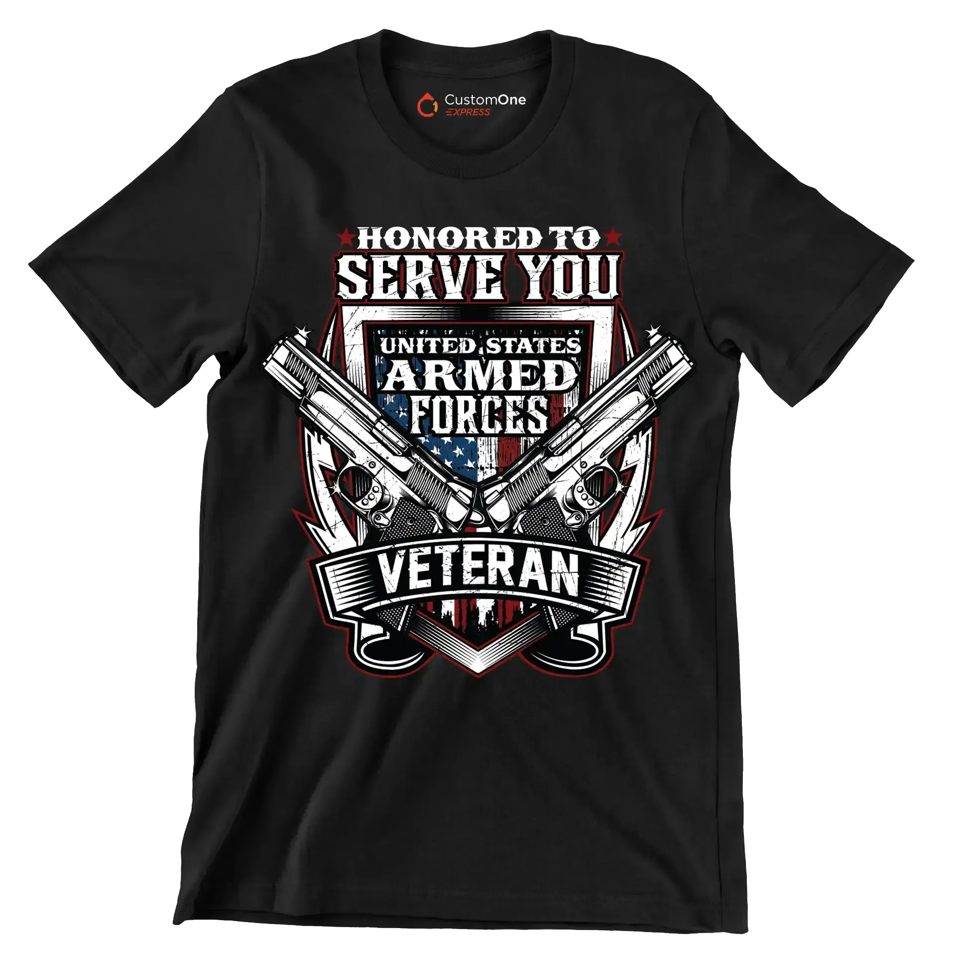 UNITED STATES ARMED FORCES VETERAN - Veterans Themed T-Shirt-Black-S-Custom One Express