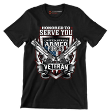 UNITED STATES ARMED FORCES VETERAN - Veterans Themed T-Shirt-Black-S-Custom One Express