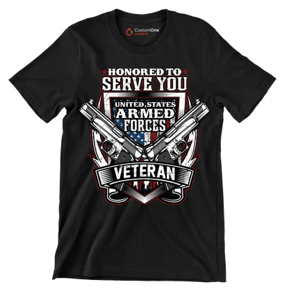 UNITED STATES ARMED FORCES VETERAN - Veterans Themed T-Shirt-Black-S-Custom One Express