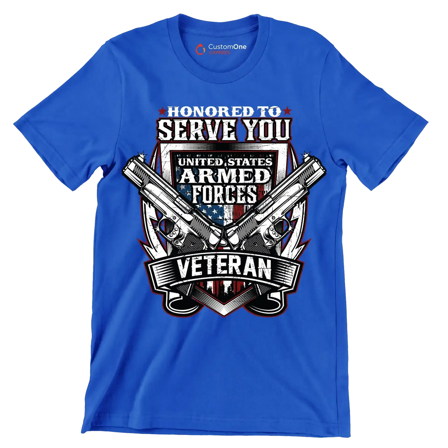 UNITED STATES ARMED FORCES VETERAN - Veterans Themed T-Shirt-Blue-S-Custom One Express