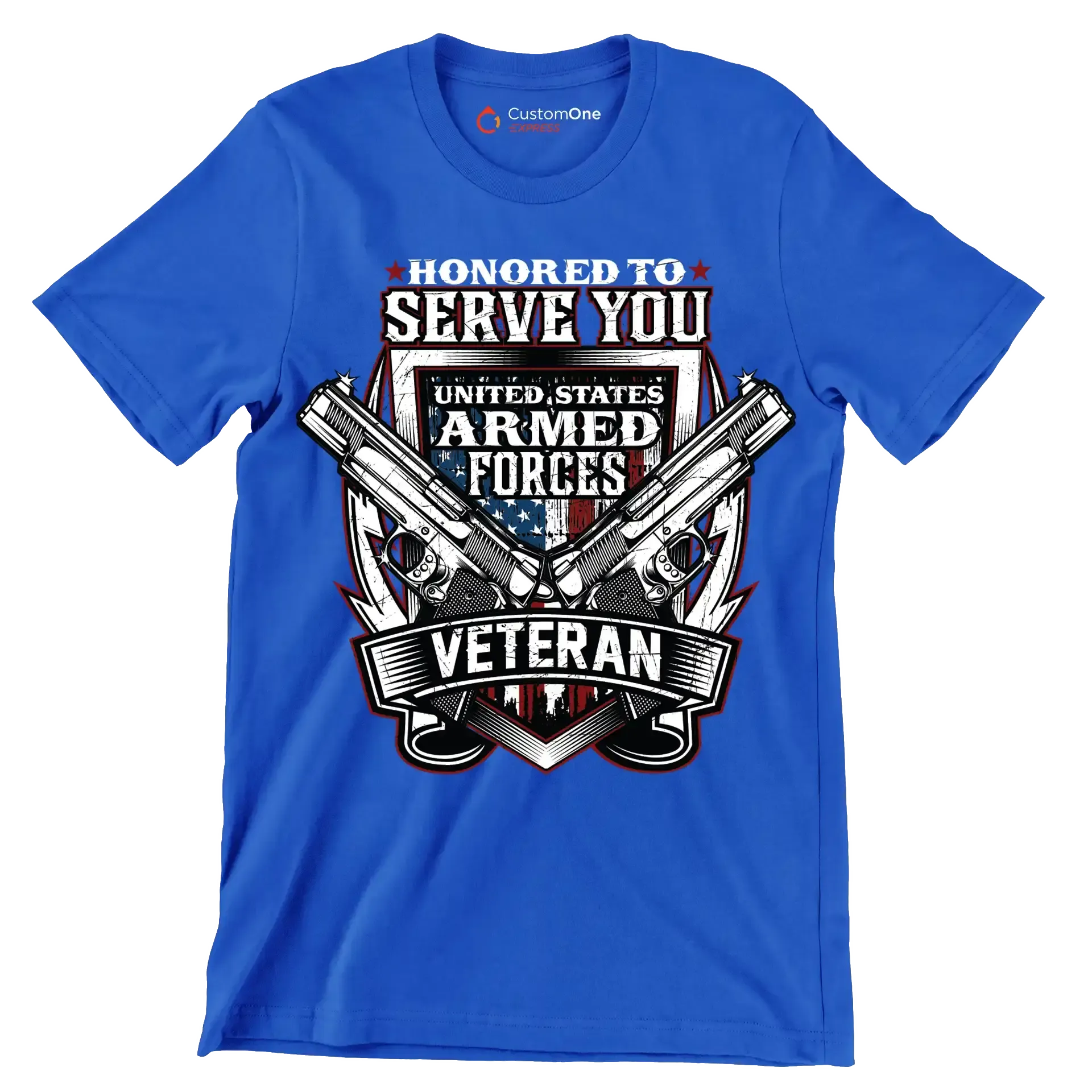 UNITED STATES ARMED FORCES VETERAN - Veterans Themed T-Shirt-Blue-S-Custom One Express