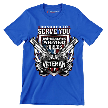 UNITED STATES ARMED FORCES VETERAN - Veterans Themed T-Shirt-Blue-S-Custom One Express