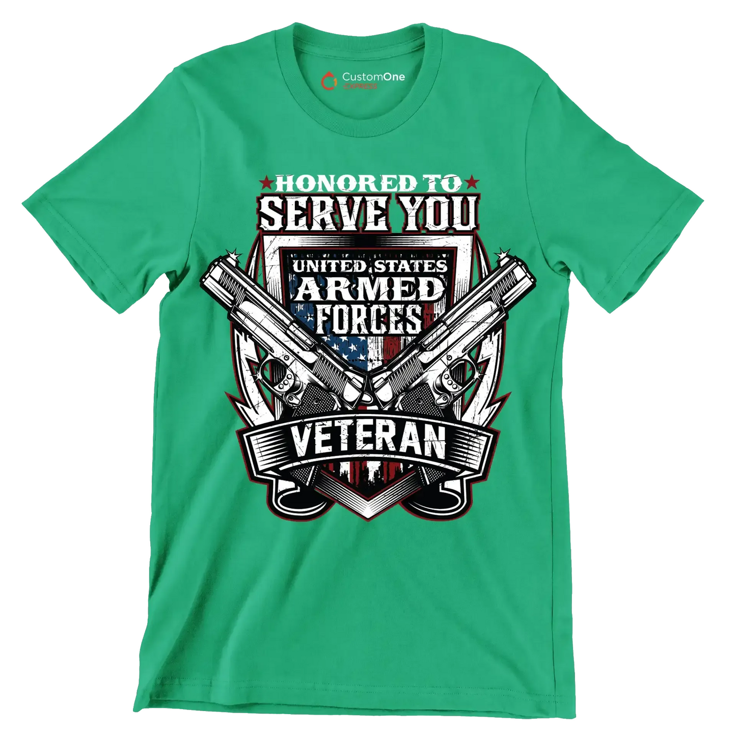 UNITED STATES ARMED FORCES VETERAN - Veterans Themed T-Shirt-Green-S-Custom One Express