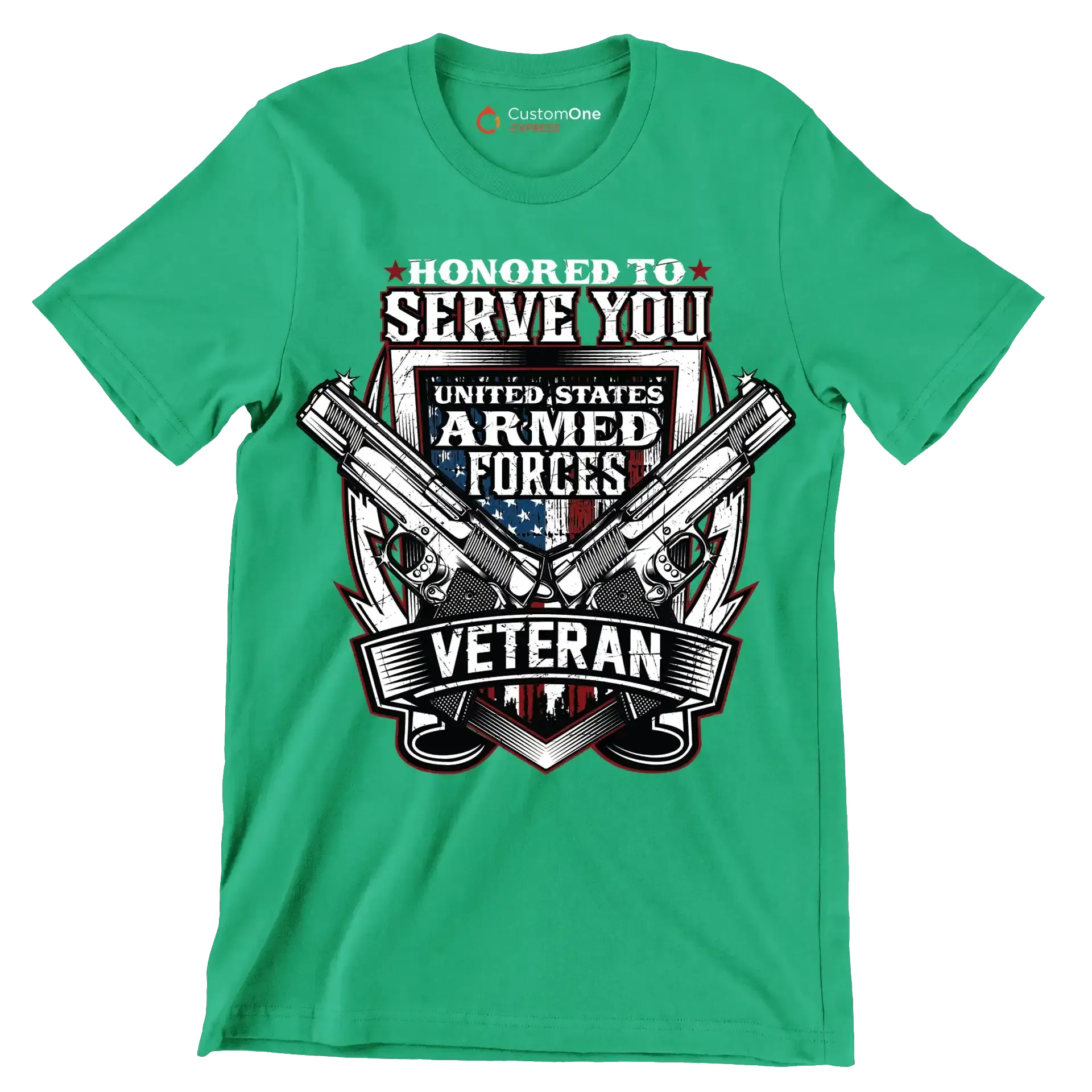 UNITED STATES ARMED FORCES VETERAN - Veterans Themed T-Shirt-Green-S-Custom One Express