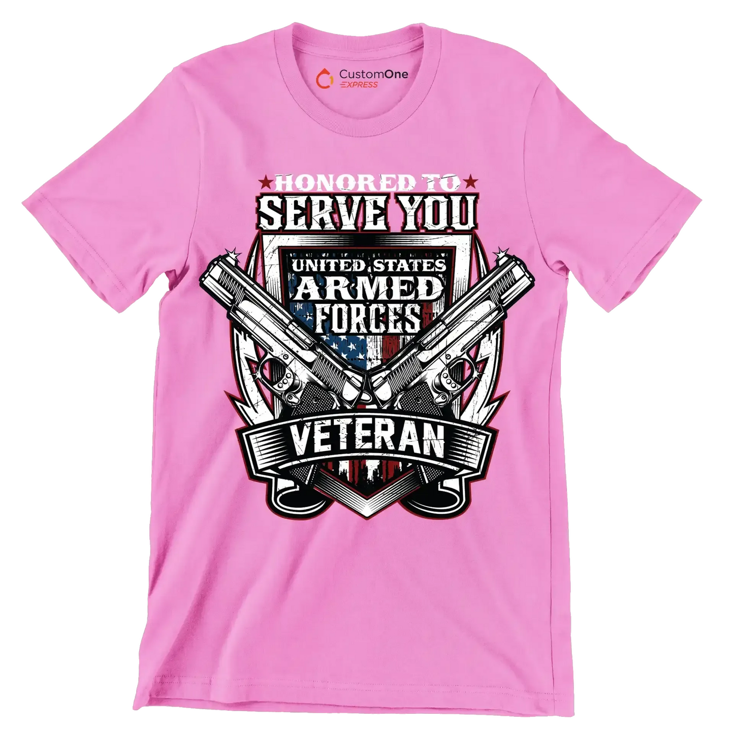 UNITED STATES ARMED FORCES VETERAN - Veterans Themed T-Shirt-Pink-S-Custom One Express