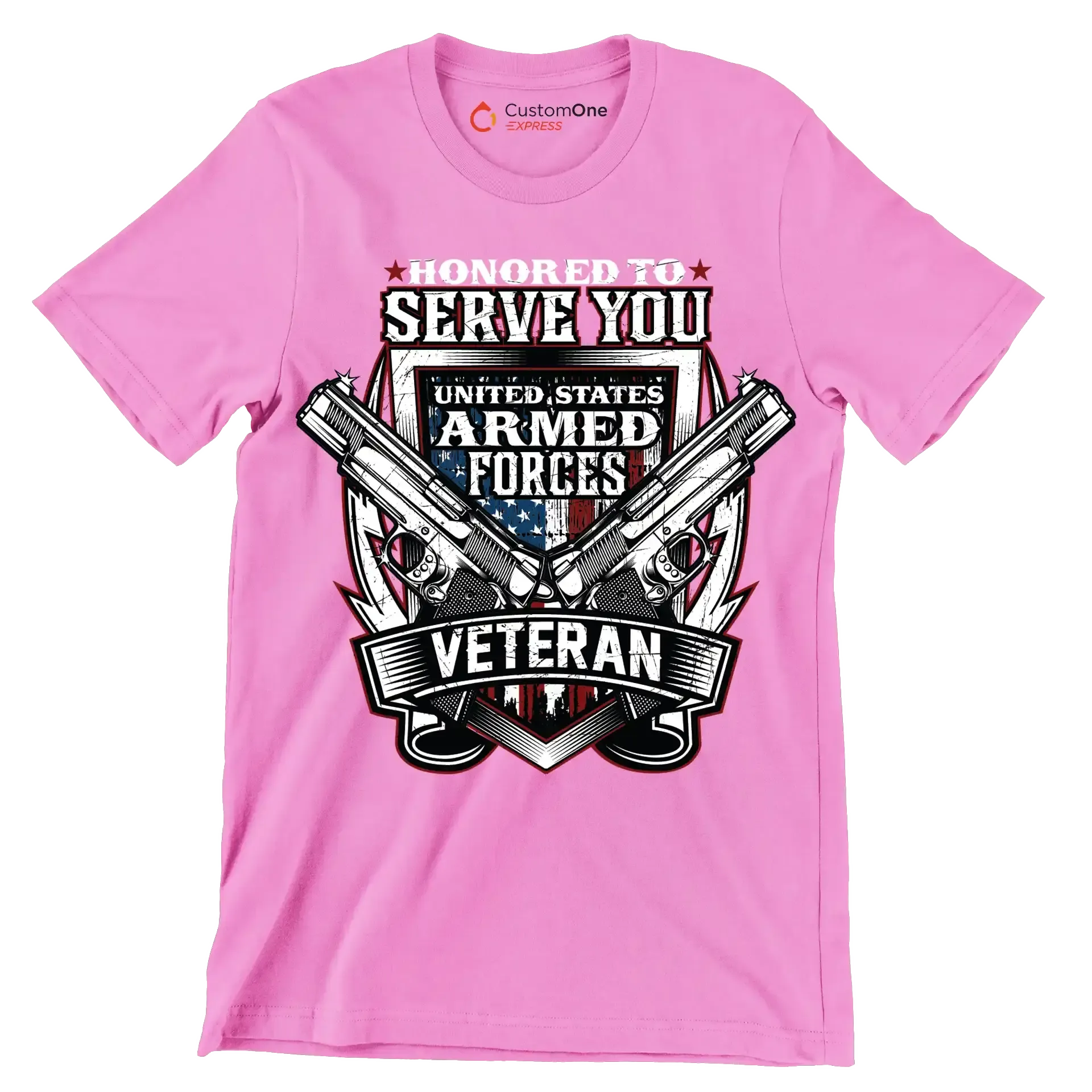 UNITED STATES ARMED FORCES VETERAN - Veterans Themed T-Shirt-Pink-S-Custom One Express