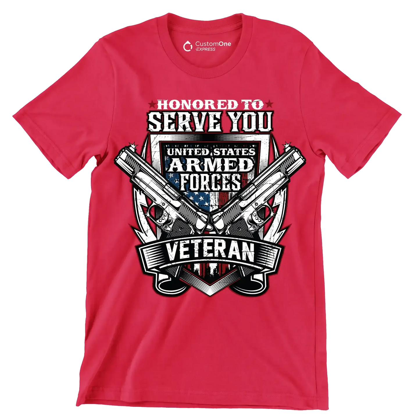 UNITED STATES ARMED FORCES VETERAN - Veterans Themed T-Shirt-Red-S-Custom One Express
