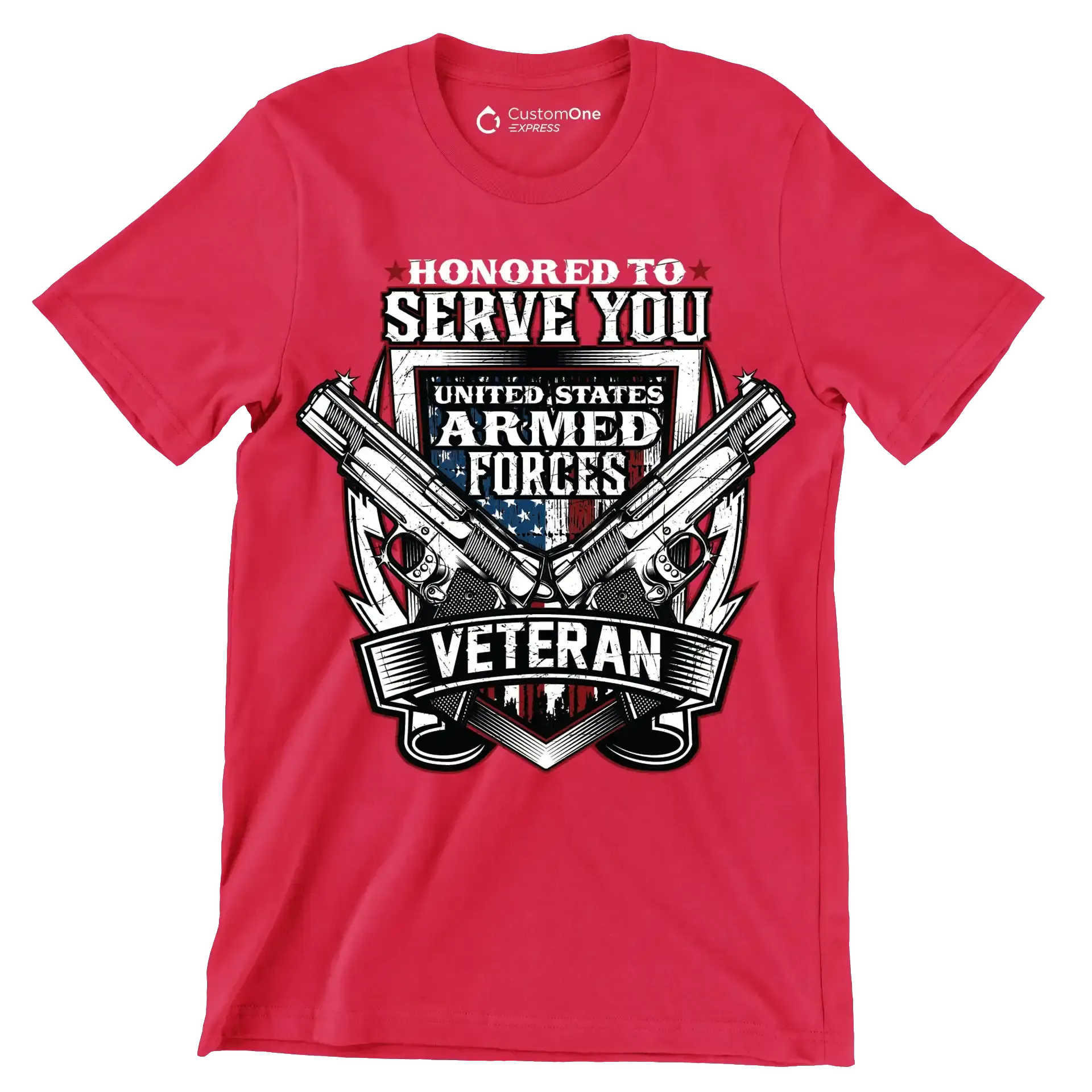 UNITED STATES ARMED FORCES VETERAN - Veterans Themed T-Shirt-Red-S-Custom One Express