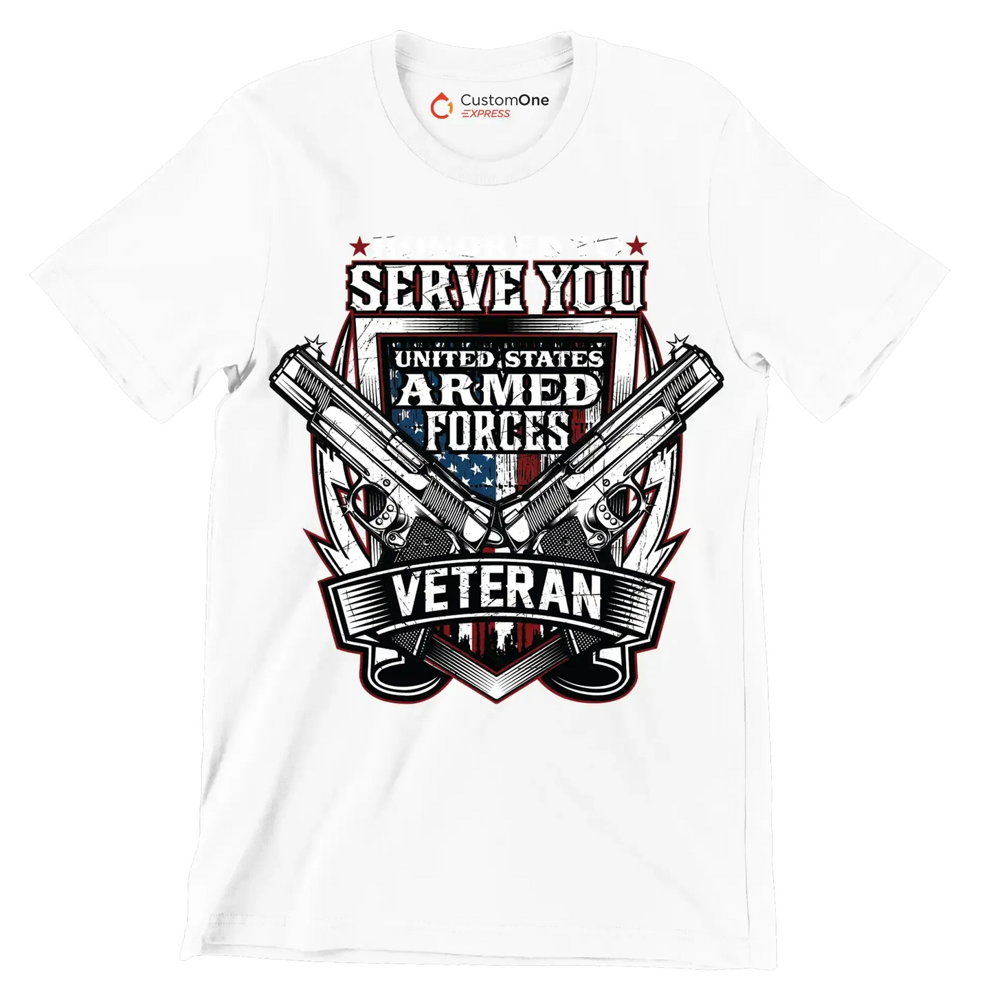UNITED STATES ARMED FORCES VETERAN - Veterans Themed T-Shirt-White-S-Custom One Express