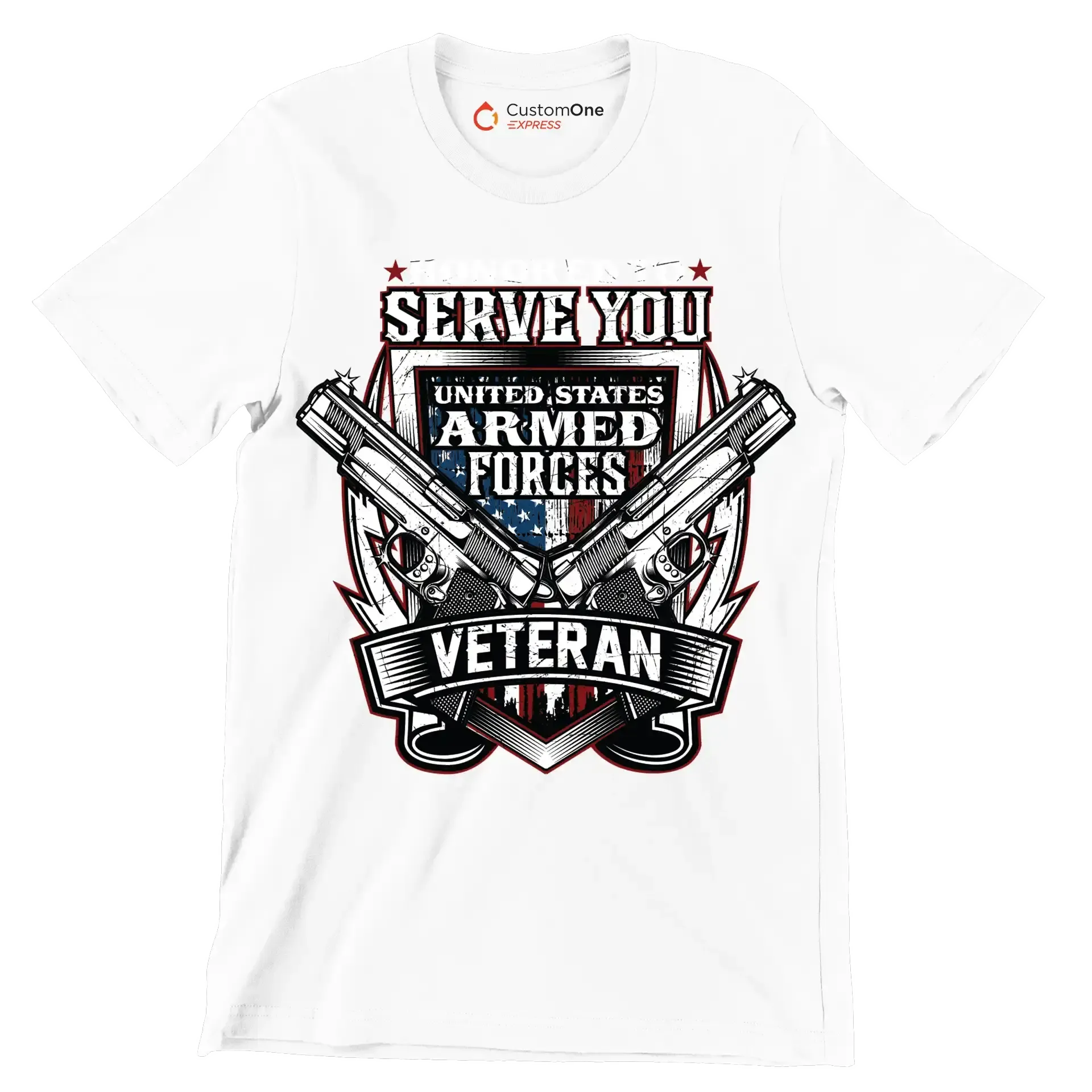 UNITED STATES ARMED FORCES VETERAN - Veterans Themed T-Shirt-White-S-Custom One Express