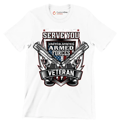 UNITED STATES ARMED FORCES VETERAN - Veterans Themed T-Shirt-White-S-Custom One Express