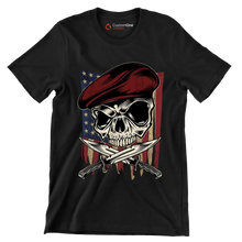 UNITED STATES VETERAN SKULL ILLUSTRATION - Veterans Themed T-Shirt-Black-S-Custom One Express
