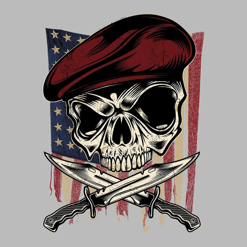 UNITED STATES VETERAN SKULL ILLUSTRATION - Veterans Themed T-Shirt-Black-S-Custom One Express