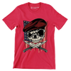 UNITED STATES VETERAN SKULL ILLUSTRATION - Veterans Themed T-Shirt-Red-S-Custom One Express