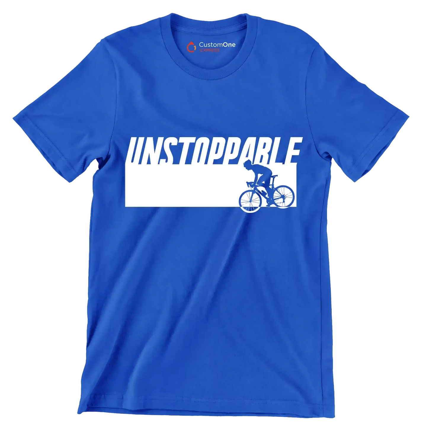 UNSTOPPABLE - Bicycle Themed T-Shirt-Blue-S-Custom One Express