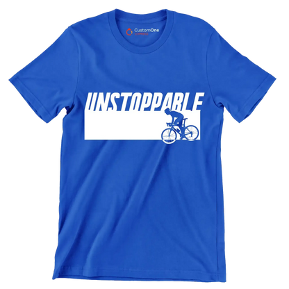 UNSTOPPABLE - Bicycle Themed T-Shirt-Blue-S-Custom One Express