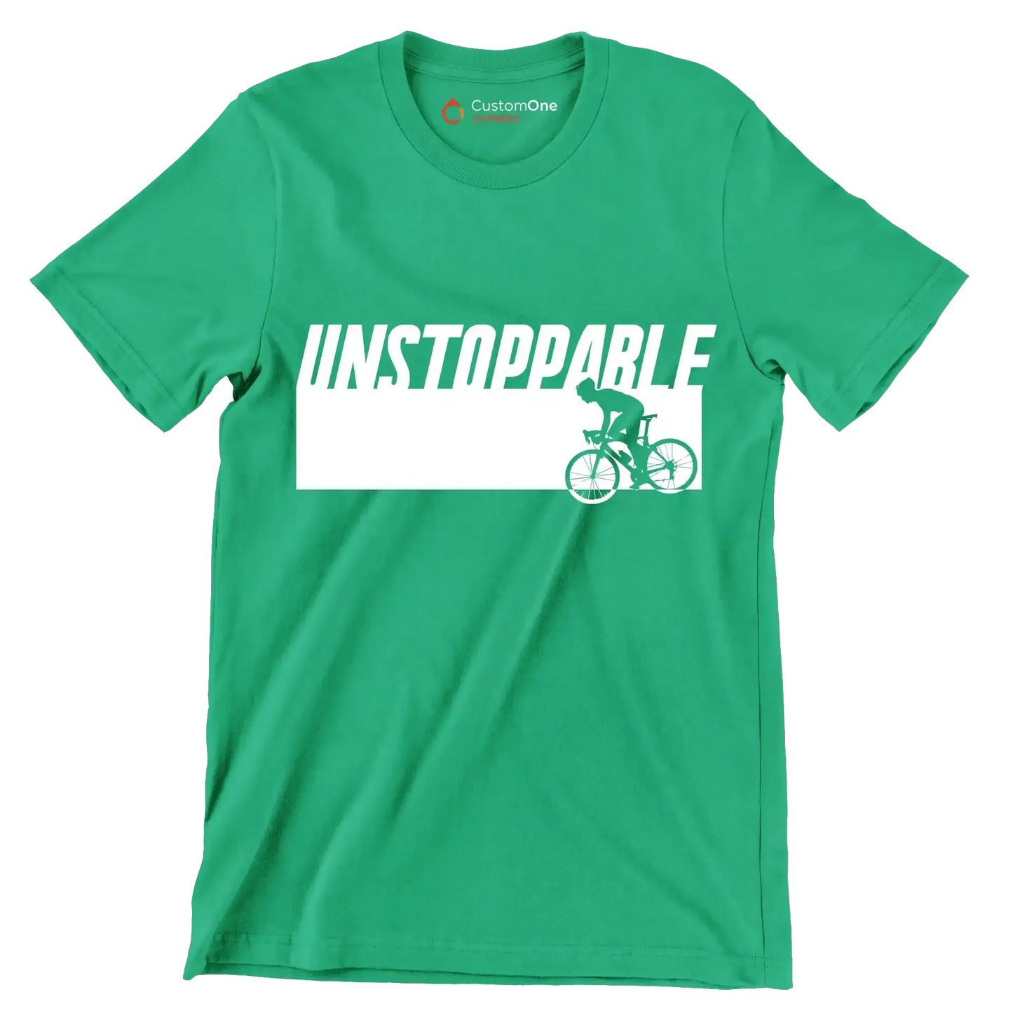 UNSTOPPABLE - Bicycle Themed T-Shirt-Green-S-Custom One Express