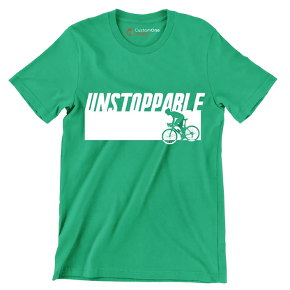 UNSTOPPABLE - Bicycle Themed T-Shirt-Green-S-Custom One Express