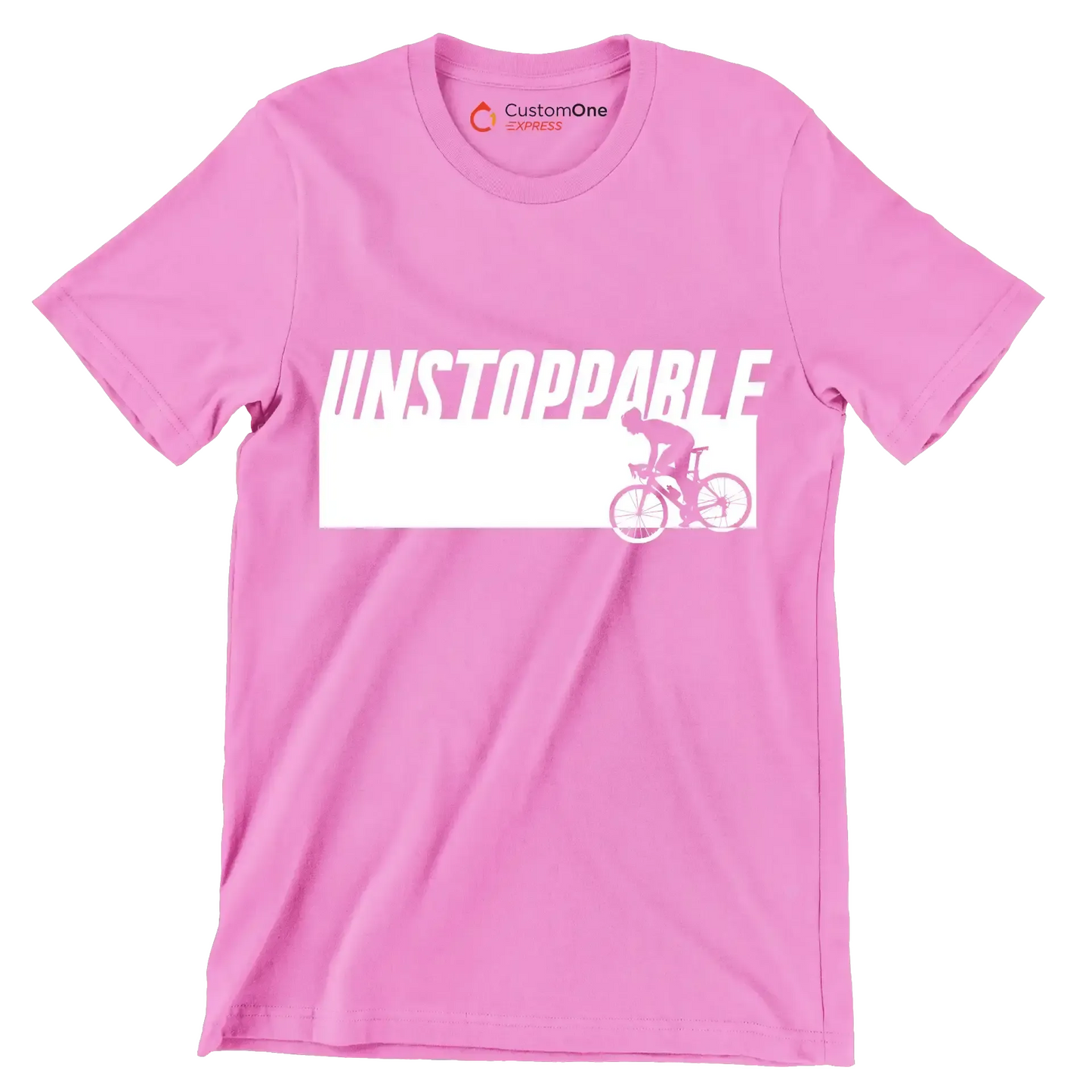 UNSTOPPABLE - Bicycle Themed T-Shirt-Pink-S-Custom One Express