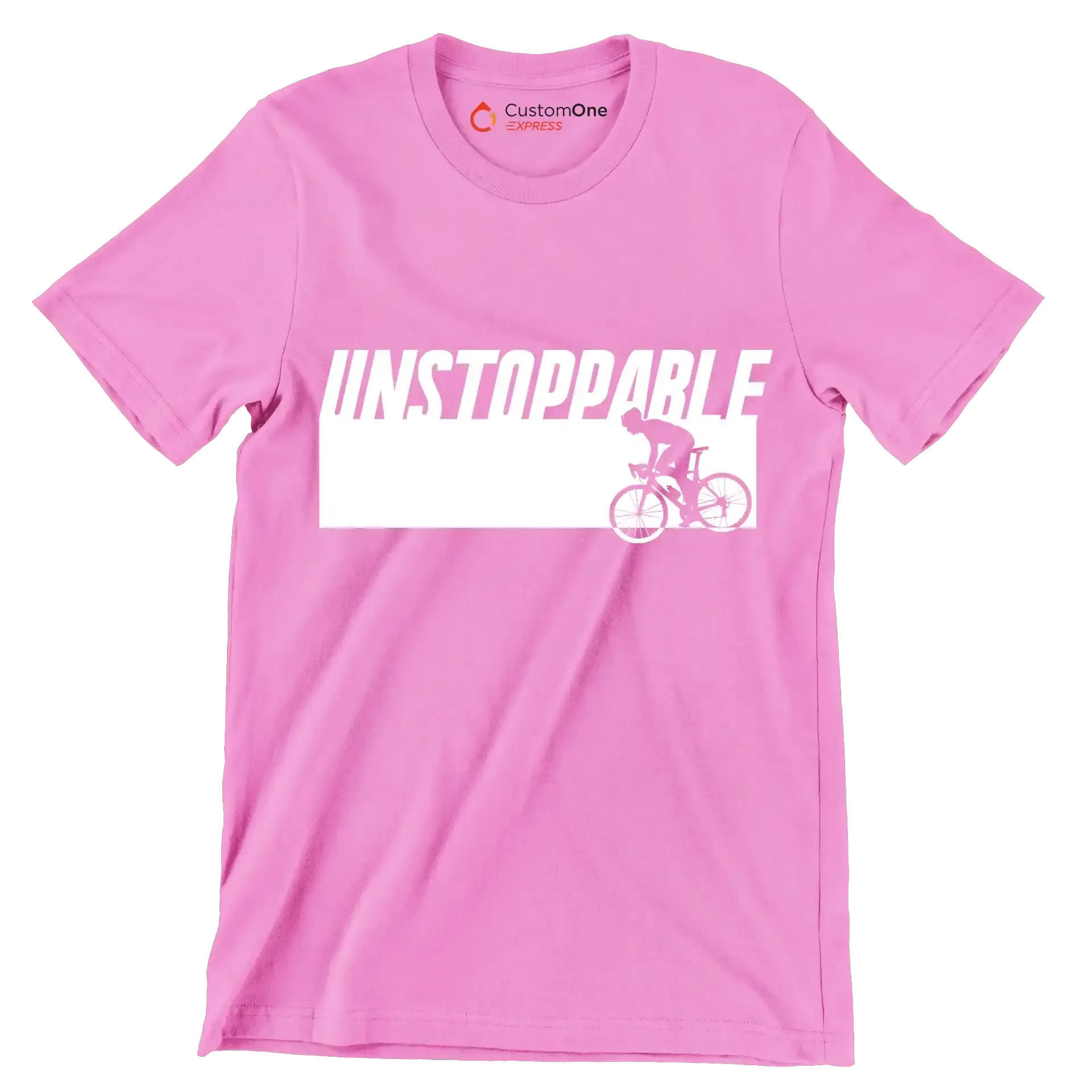 UNSTOPPABLE - Bicycle Themed T-Shirt-Pink-S-Custom One Express