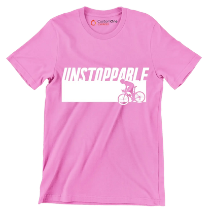 UNSTOPPABLE - Bicycle Themed T-Shirt-Pink-S-Custom One Express