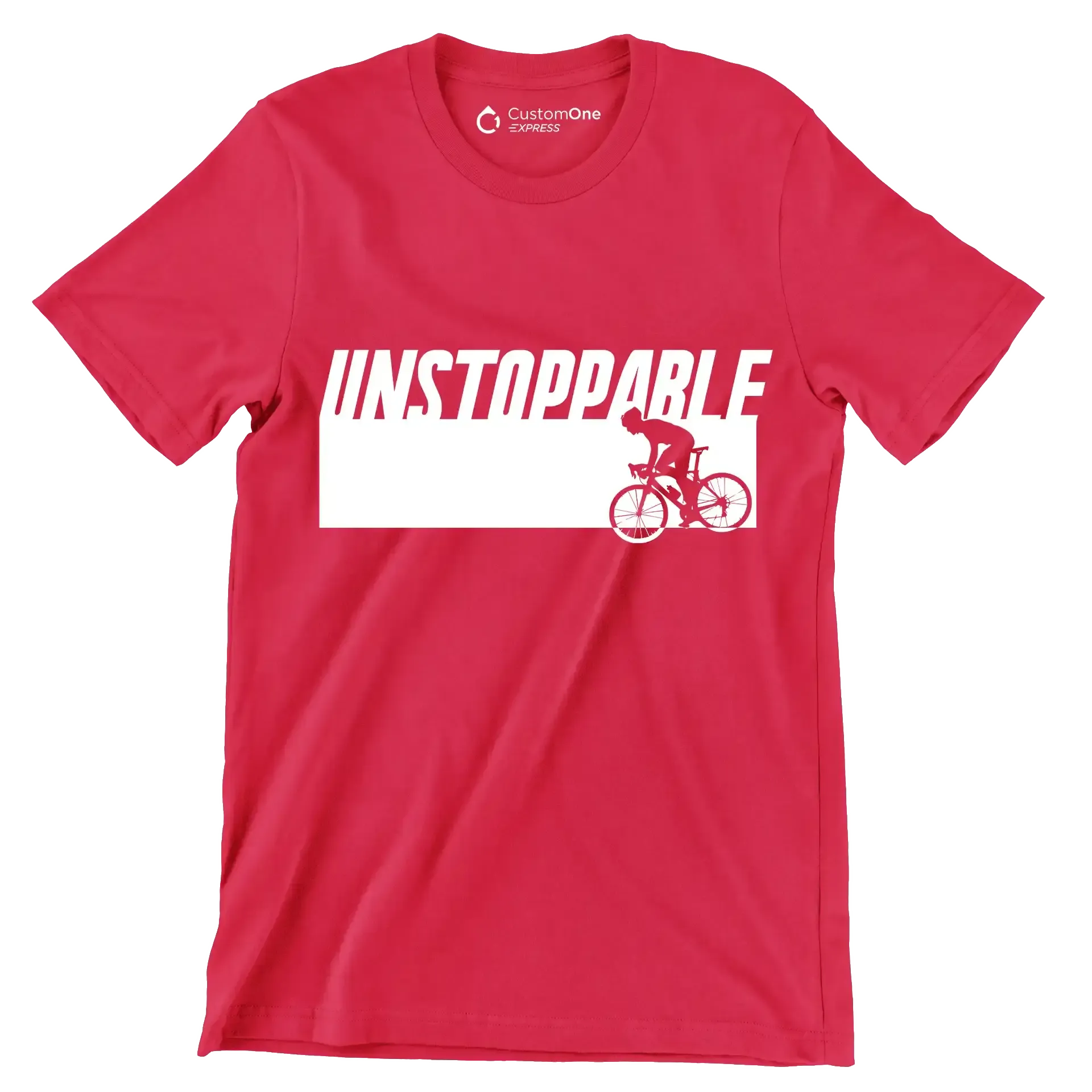 UNSTOPPABLE - Bicycle Themed T-Shirt-Red-S-Custom One Express