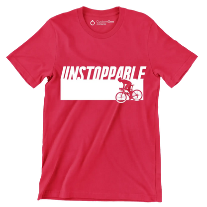 UNSTOPPABLE - Bicycle Themed T-Shirt-Red-S-Custom One Express