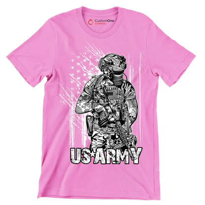 US Army - Veterans Themed T-Shirt-Pink-S-Custom One Express